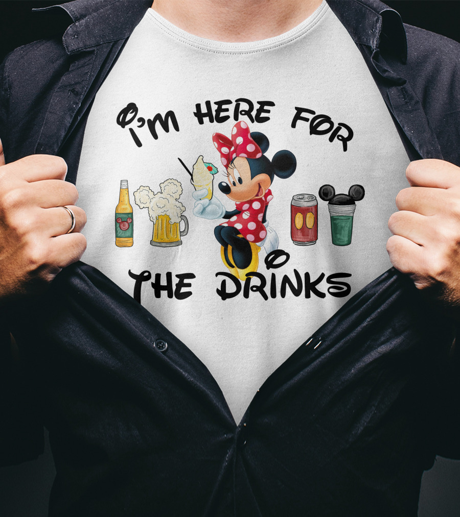 I'm Here For The Drinks Minnie Mouse T-Shirt
