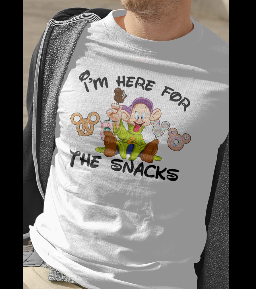 I'm Here For The Snacks Dopey Lollipops Pretzel Donut Ice Cream T-Shirt