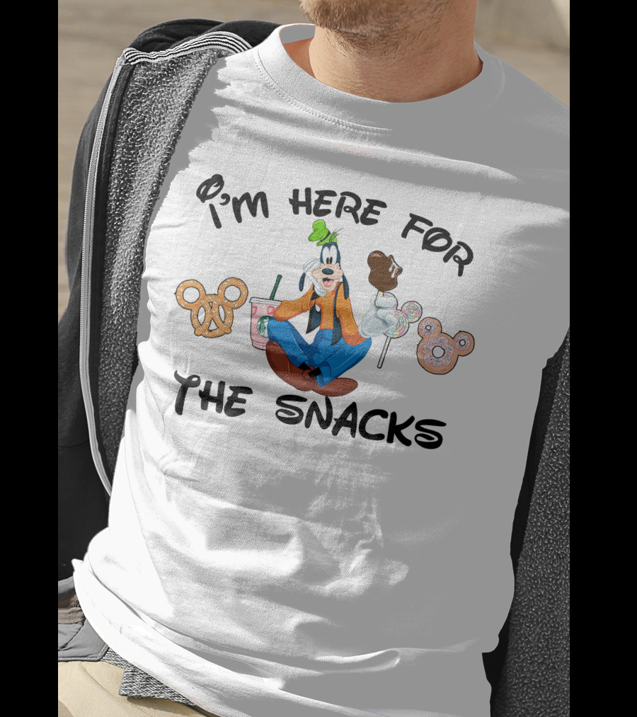 I'm Here For The Snacks Goofy Pretzel Donut Mickey Ears Lollipop T-Shirt