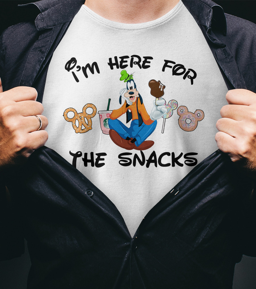 I'm Here For The Snacks Goofy Pretzel Donut Mickey Ears Lollipop T-Shirt