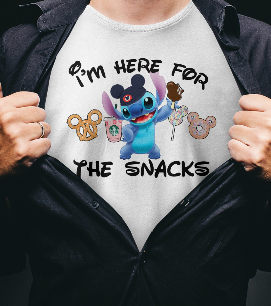 I'm Here For The Snacks Stitch Disney Treats T-Shirt