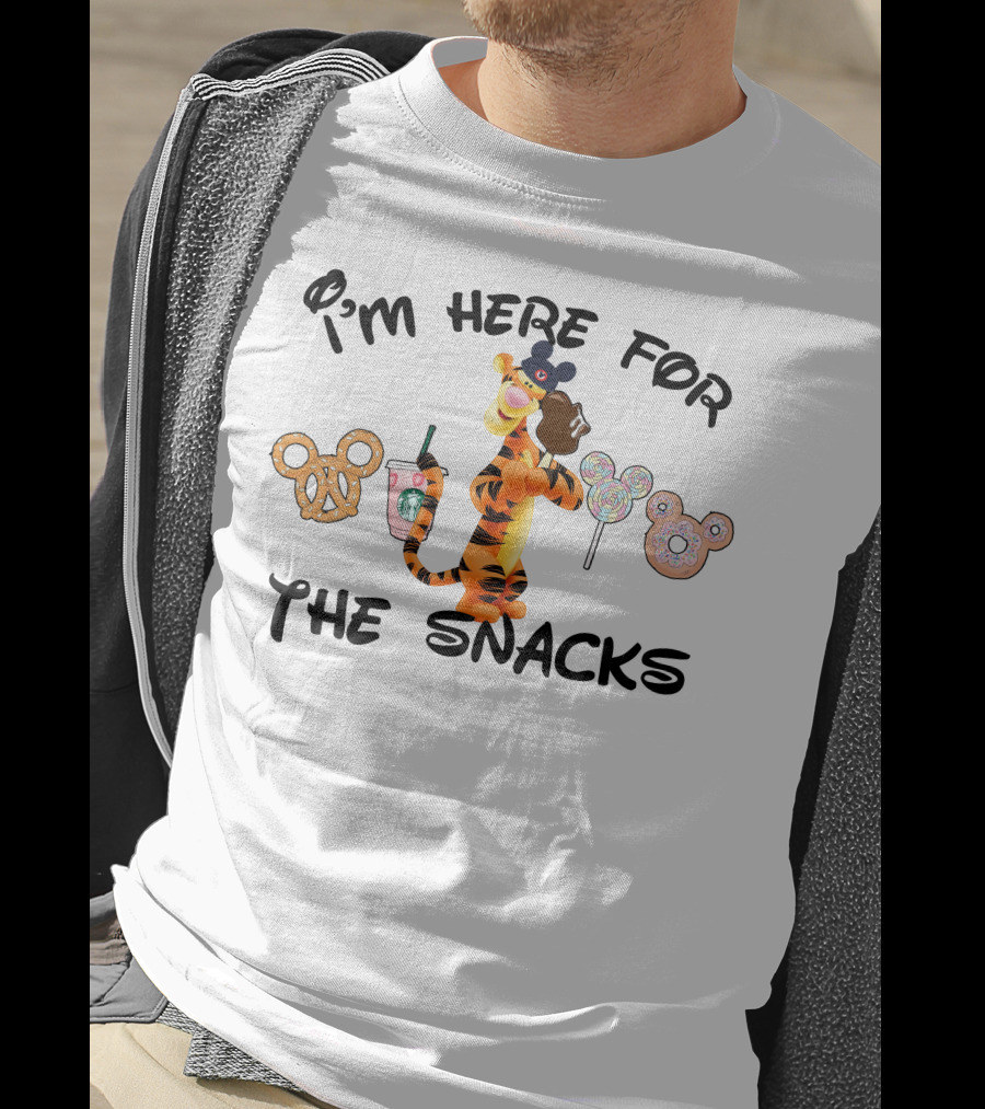 I'm Here For The Snacks Tigger Pretzel Starbucks Lollipop Donut T-Shirt
