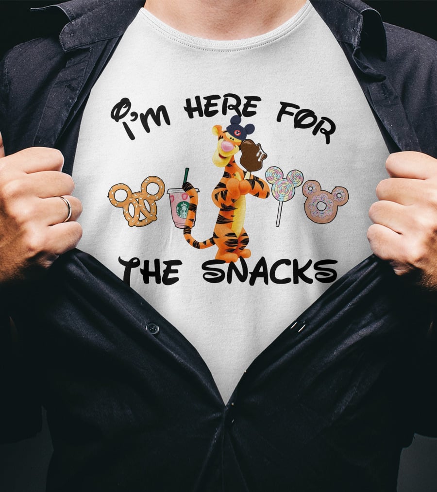 I'm Here For The Snacks Tigger Pretzel Starbucks Lollipop Donut T-Shirt