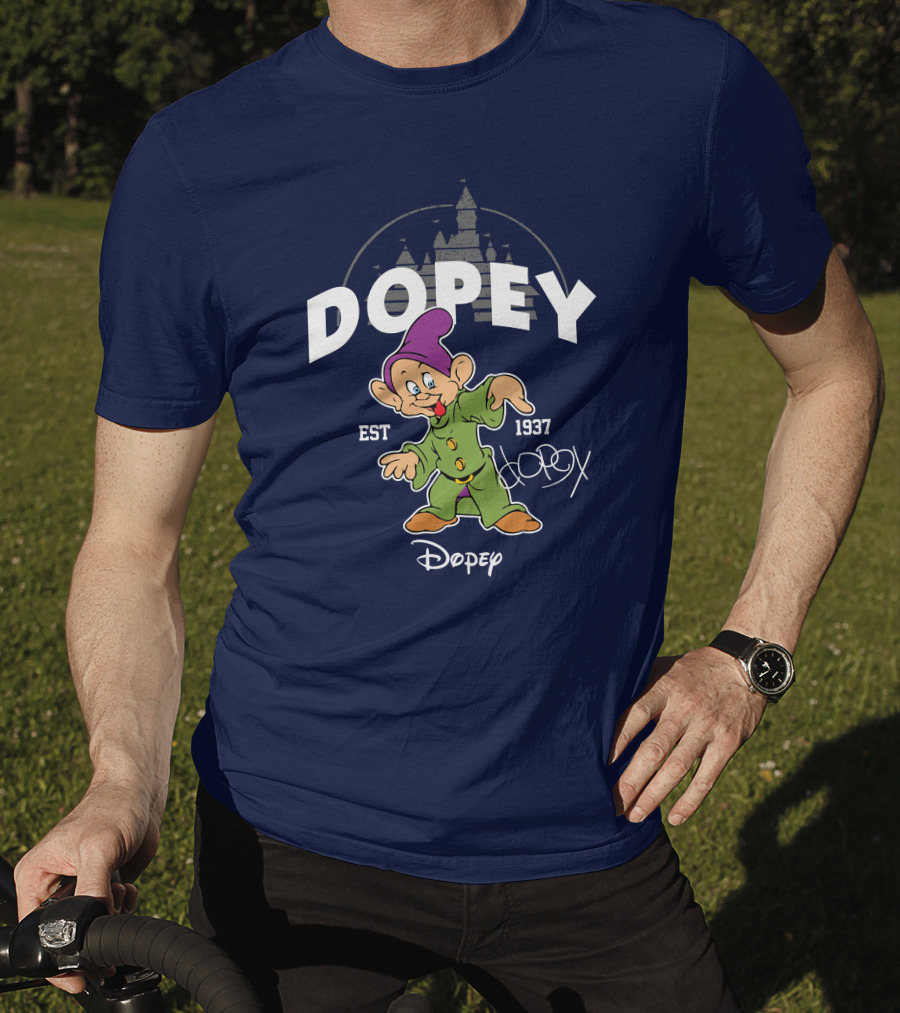 Dopey Est 1937 Castle Background Disney Character T-Shirt