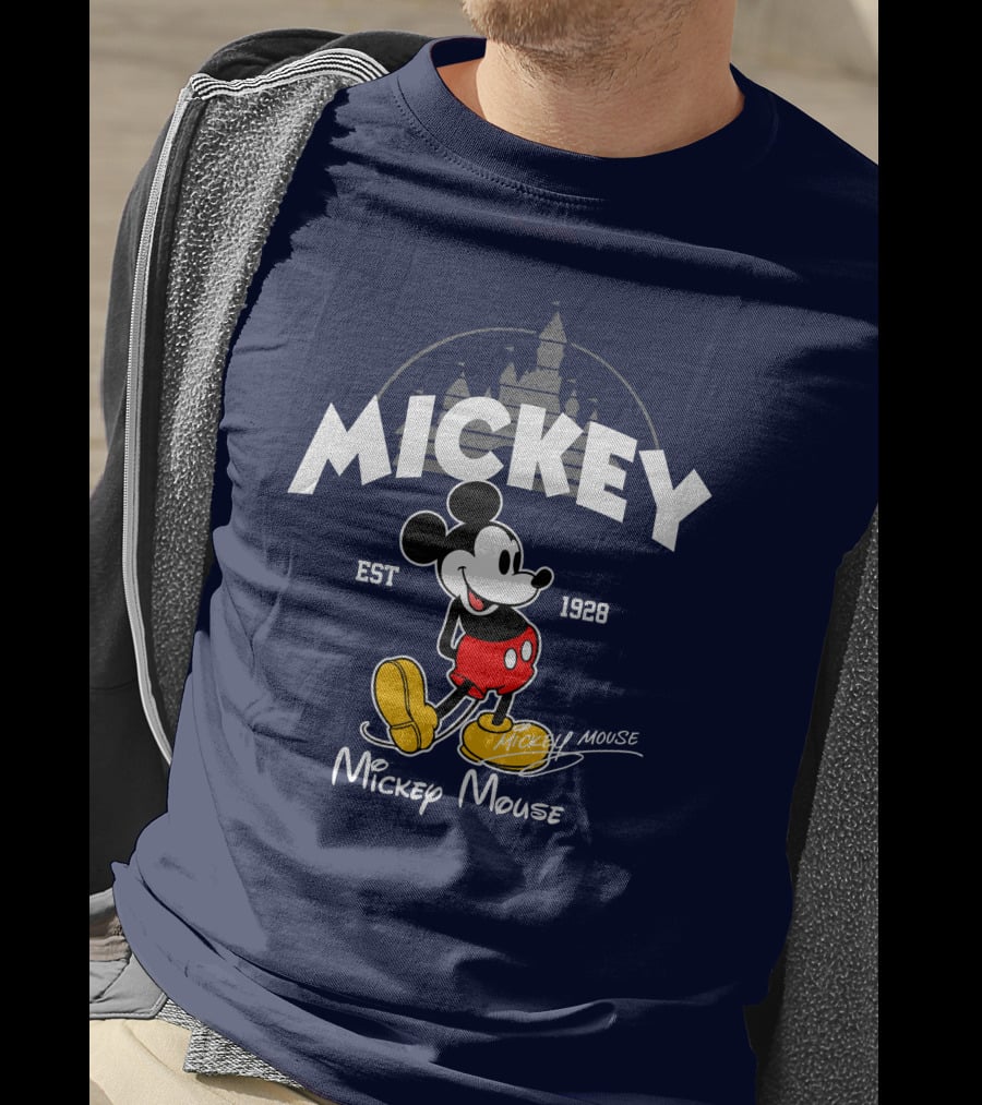 Mickey Mouse Est 1928 Castle Backdrop T-Shirt