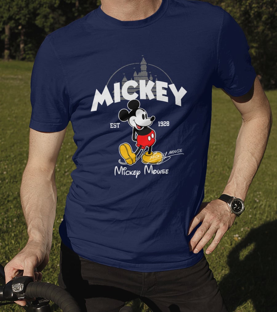 Mickey Mouse Est 1928 Castle Backdrop T-Shirt