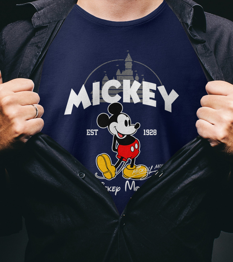 Mickey Mouse Est 1928 Castle Backdrop T-Shirt