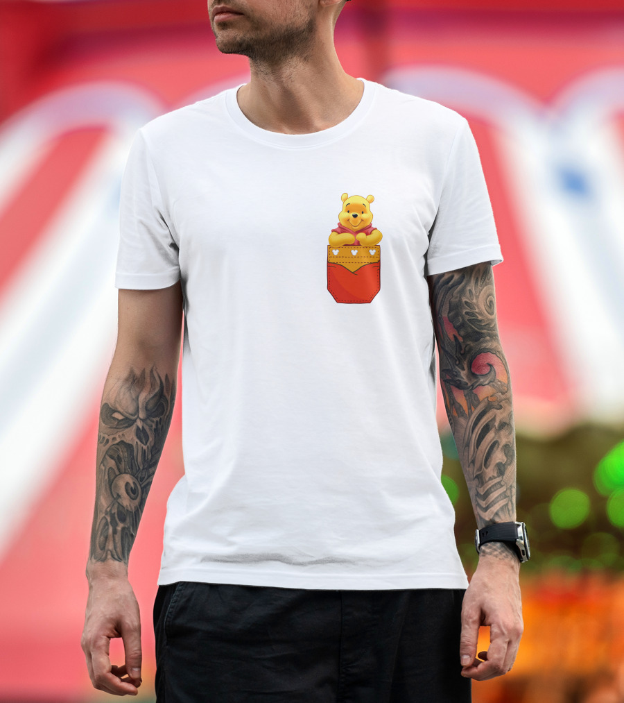 Winnie The Pooh In Red Pocket T-Shirt
