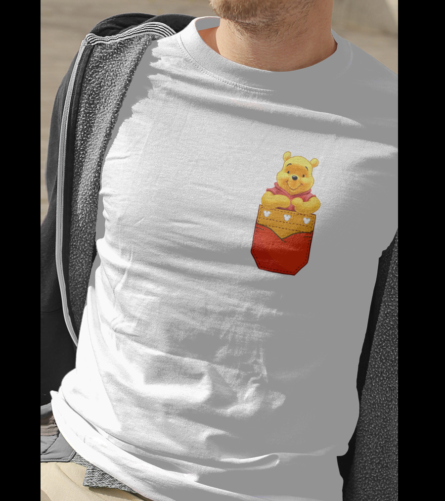 Winnie The Pooh In Red Pocket T-Shirt