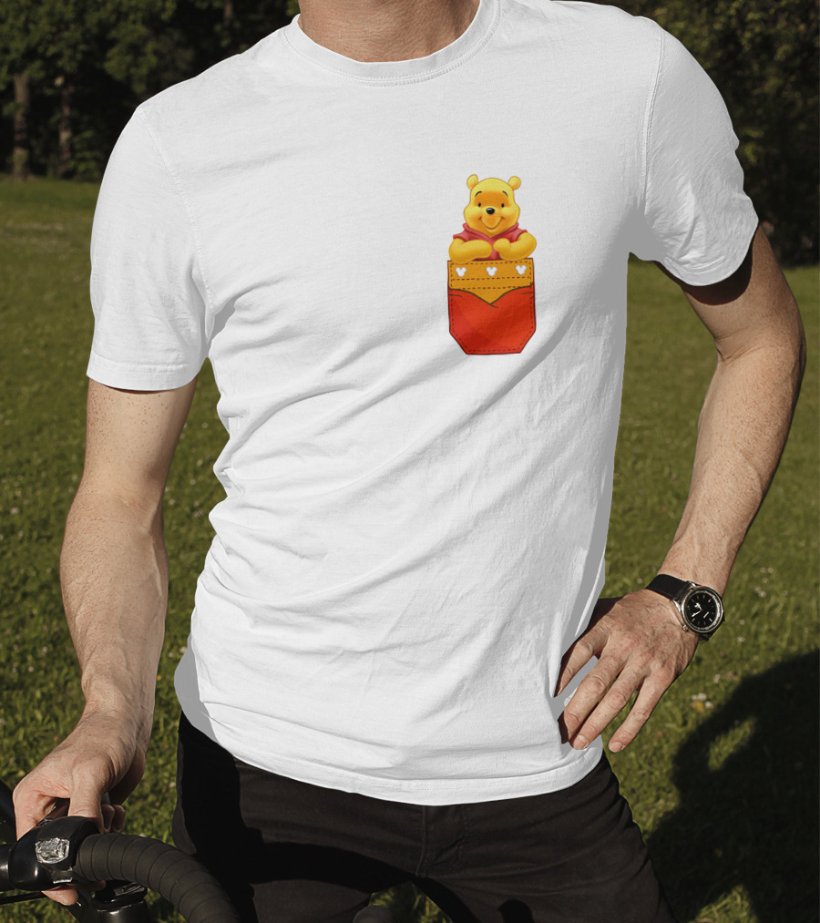 Winnie The Pooh In Red Pocket T-Shirt