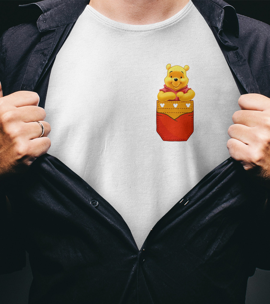 Winnie The Pooh In Red Pocket T-Shirt