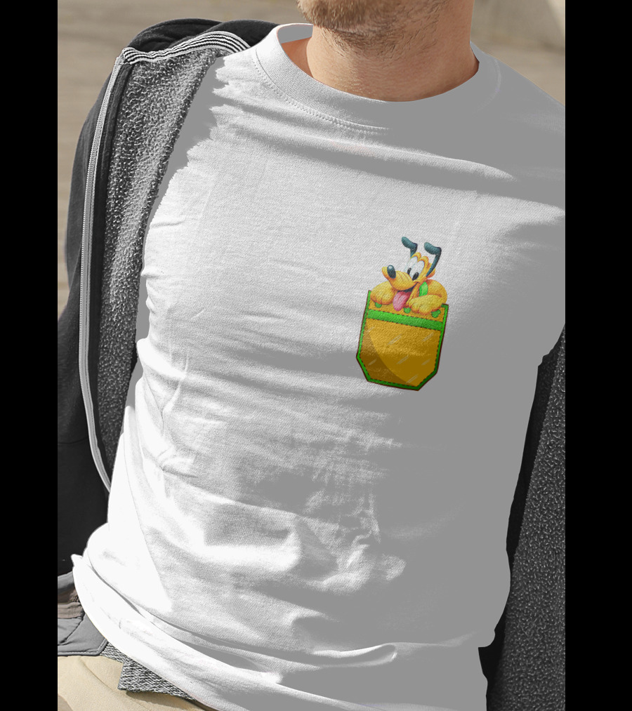 Pluto Disney Yellow Dog In Pocket T-Shirt