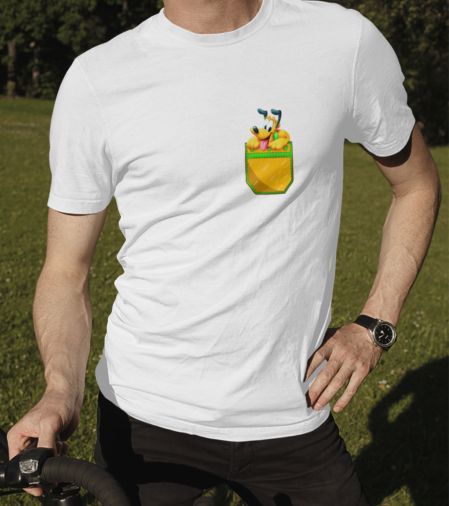Pluto Disney Yellow Dog In Pocket T-Shirt