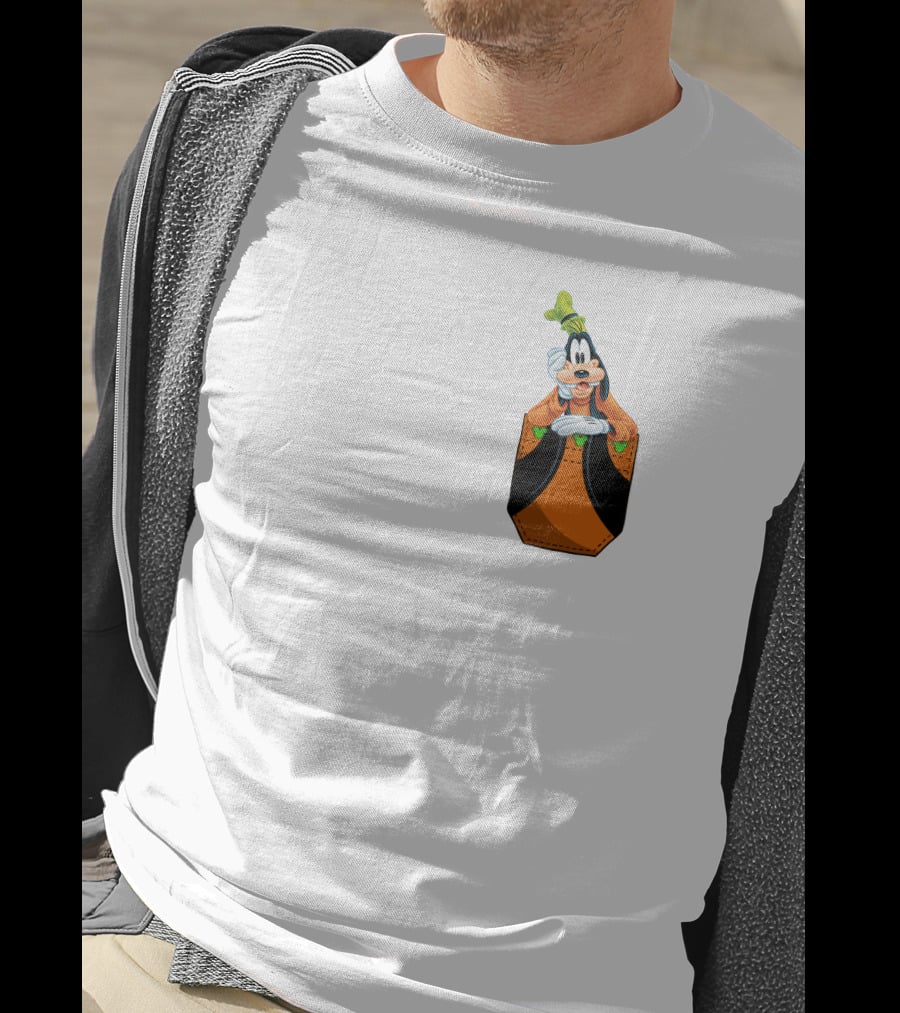 Goofy Disney Character In Pocket Style T-Shirt