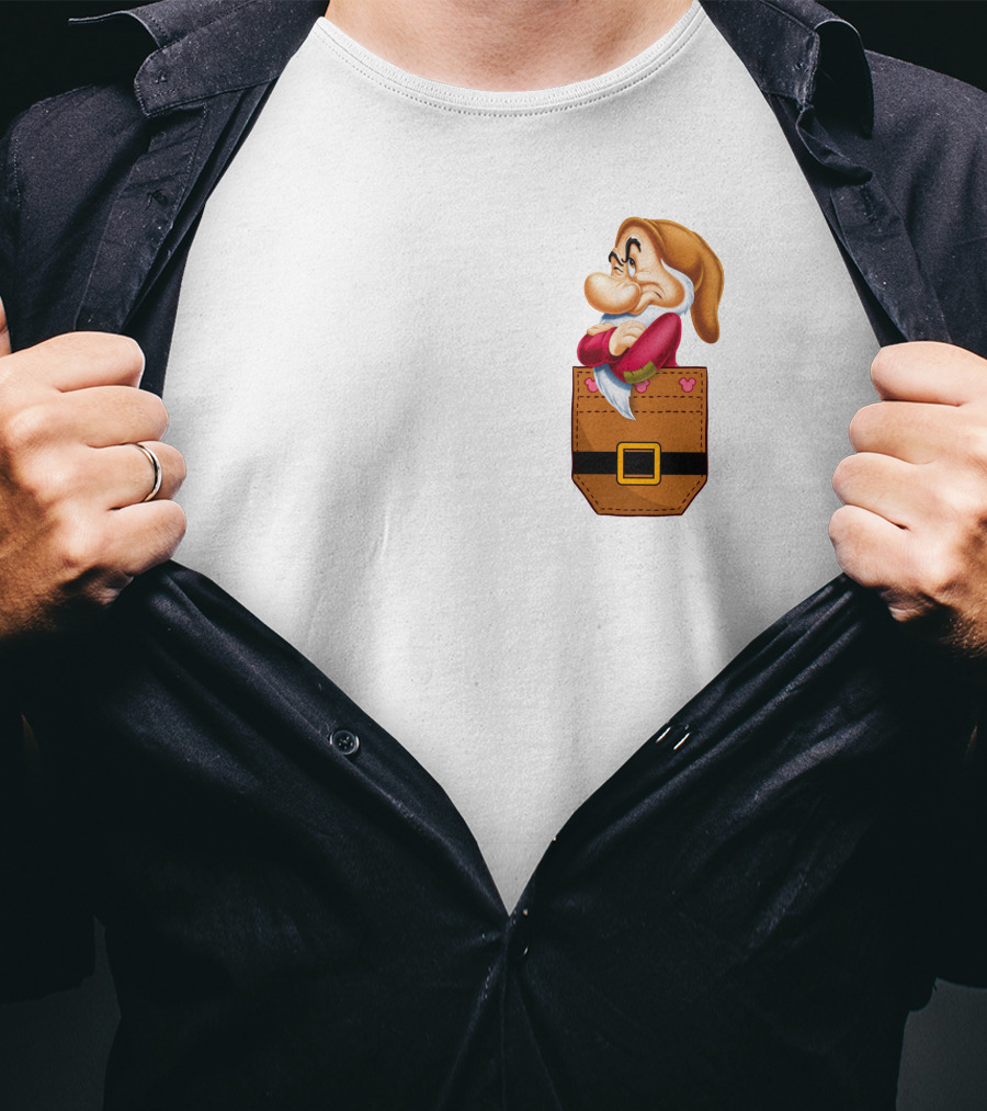 Grumpy Dwarf In Pocket Disney Character T-Shirt