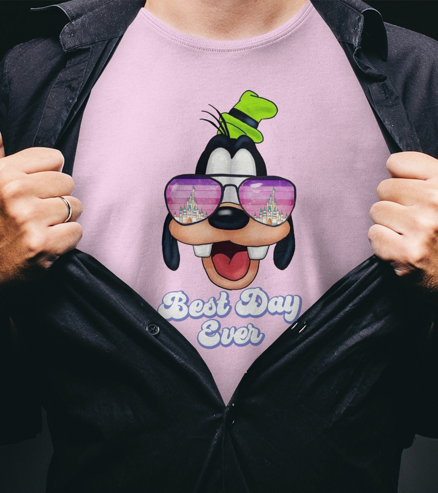 Goofy Best Day Ever Sunglasses Castle Reflection T-Shirt