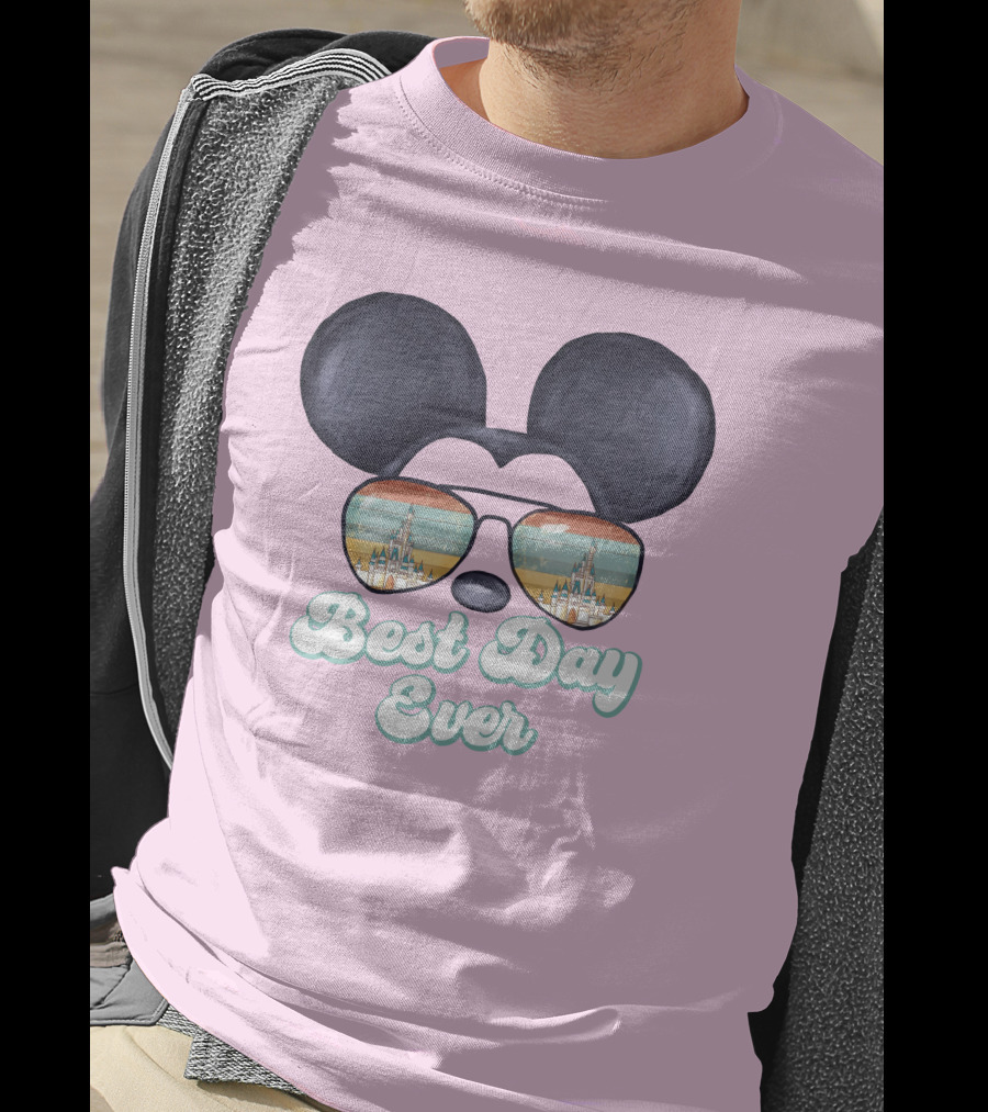 Mickey Best Day Ever Glasses Castle Retro T-Shirt