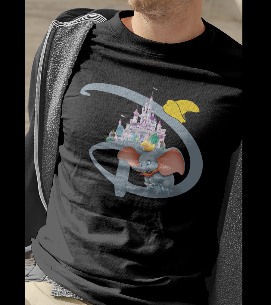 Disney Dumbo Castle With Iconic Hat And Letter D T-Shirt