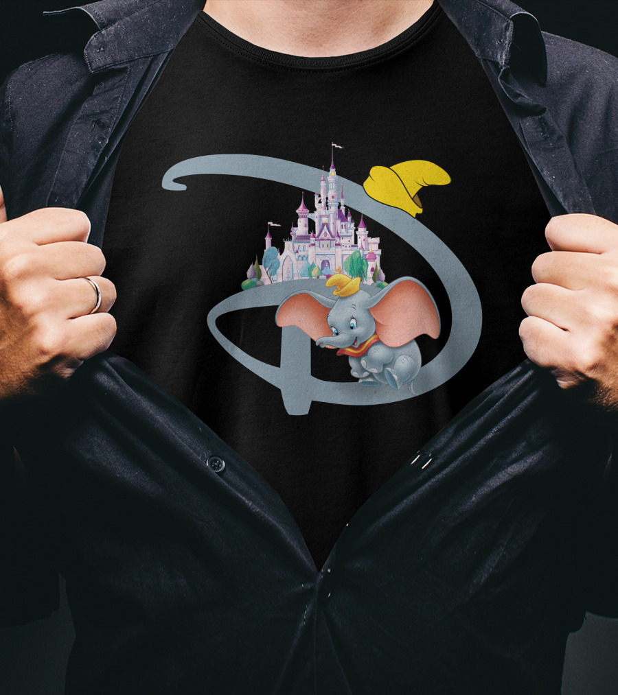 Disney Dumbo Castle With Iconic Hat And Letter D T-Shirt
