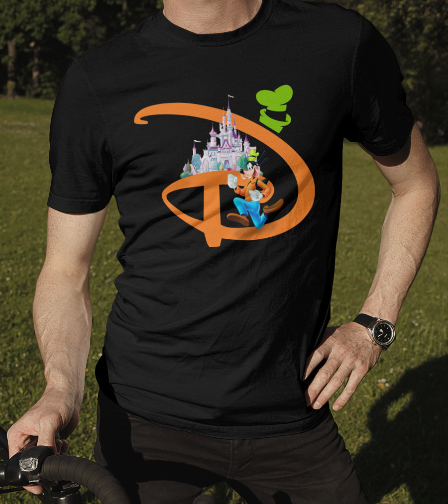 Disney Goofy Castle Icon With Green Hat Motif T-Shirt