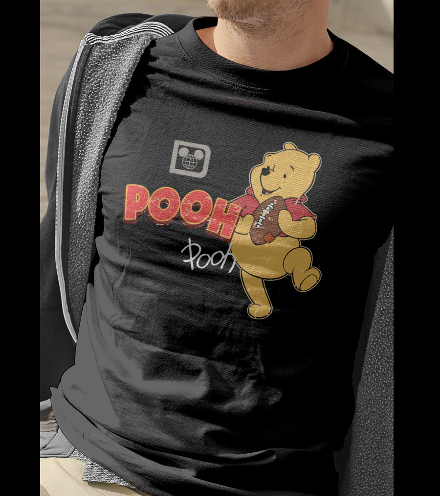 Pooh Football Holding Iconic Character With Vintage T-Shirt