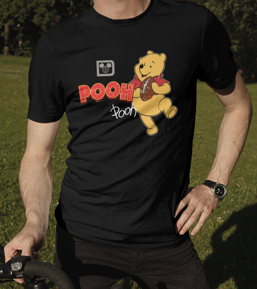 Pooh Football Holding Iconic Character With Vintage T-Shirt