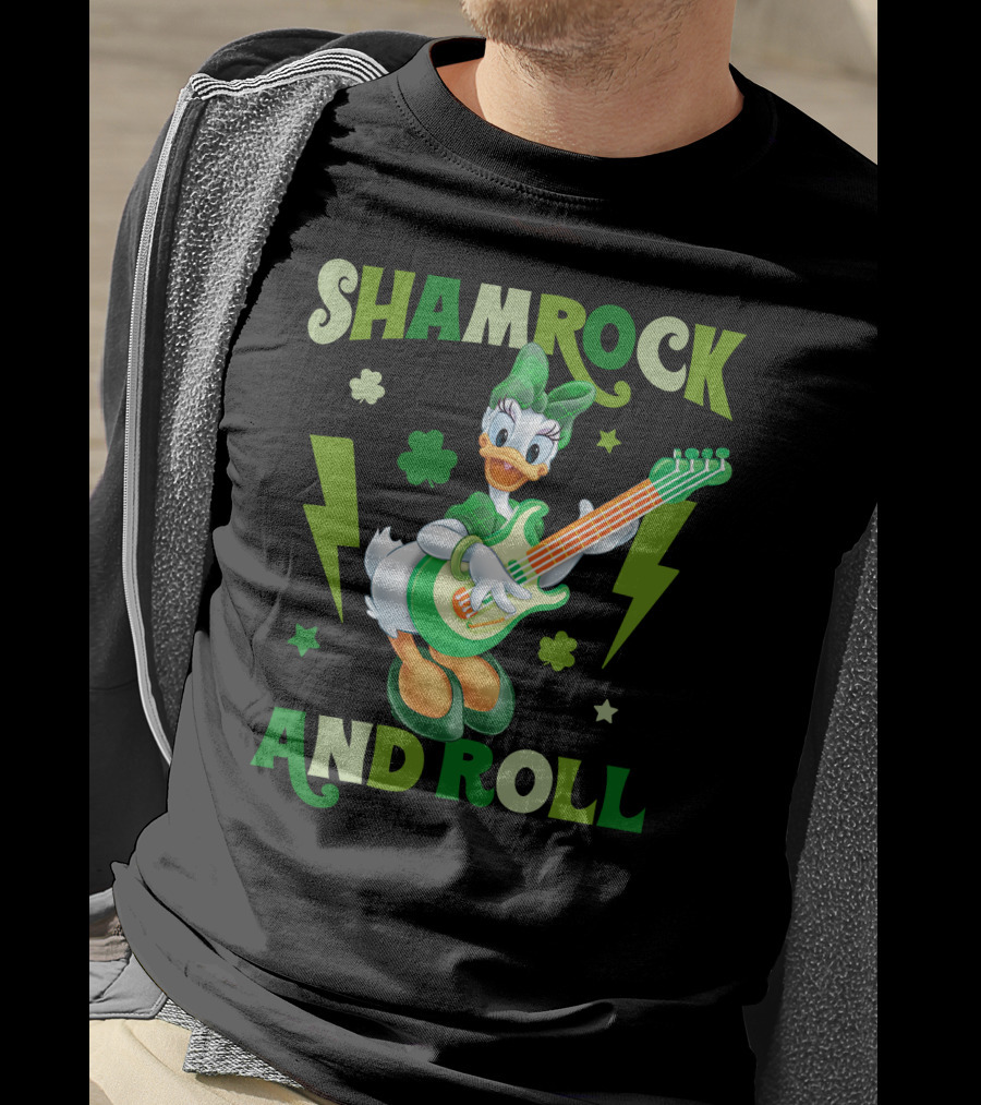 Shamrock And Roll Daisy Duck Rocks Out With Green Guitar T-Shirt