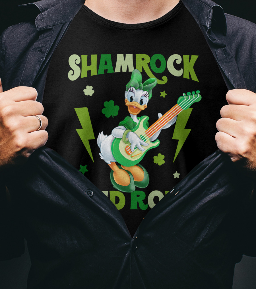 Shamrock And Roll Daisy Duck Rocks Out With Green Guitar T-Shirt