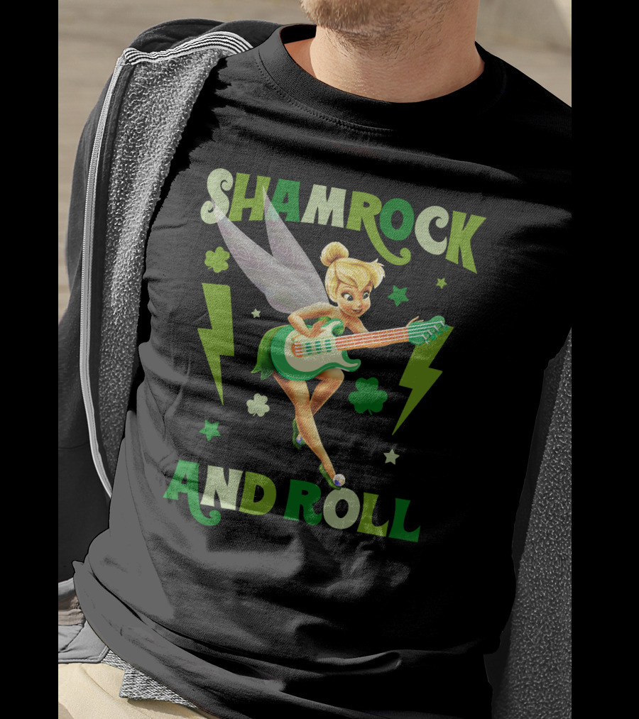 Shamrock And Roll Tinkerbell Guitar Fairy T-Shirt