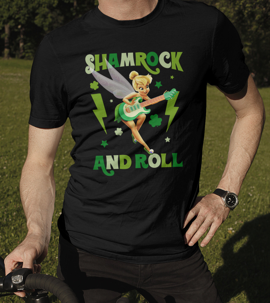 Shamrock And Roll Tinkerbell Guitar Fairy T-Shirt