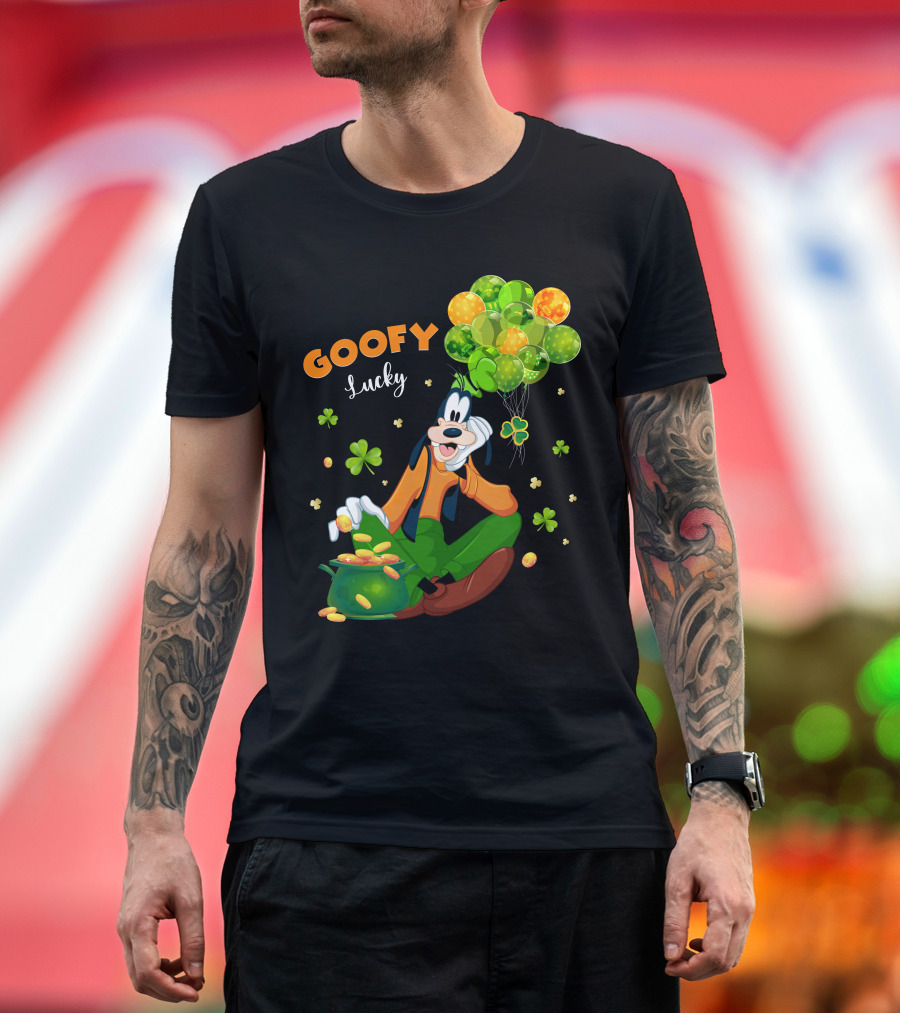 Goofy Lucky St. Patrick's Day Balloons And Shamrocks T-Shirt