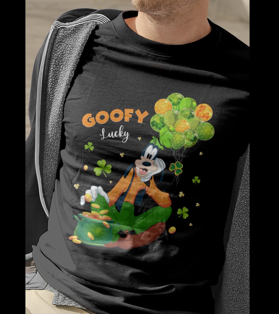 Goofy Lucky St. Patrick's Day Balloons And Shamrocks T-Shirt