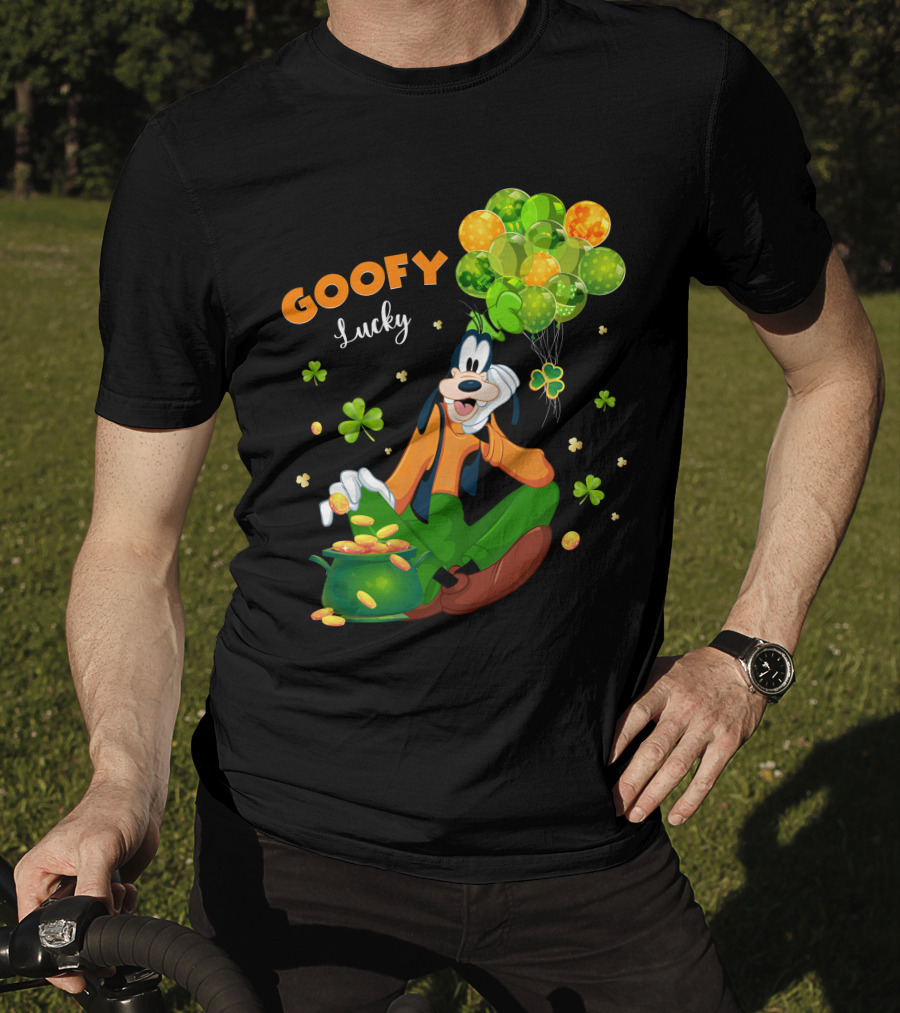 Goofy Lucky St. Patrick's Day Balloons And Shamrocks T-Shirt