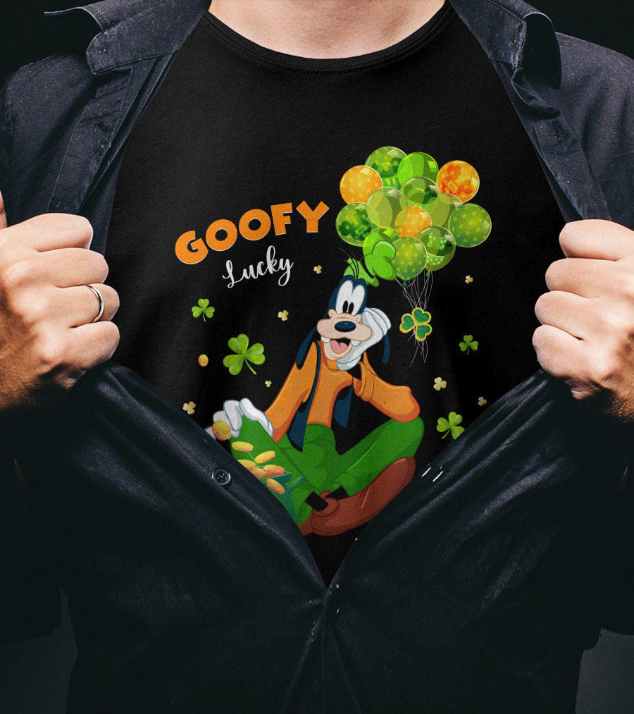 Goofy Lucky St. Patrick's Day Balloons And Shamrocks T-Shirt
