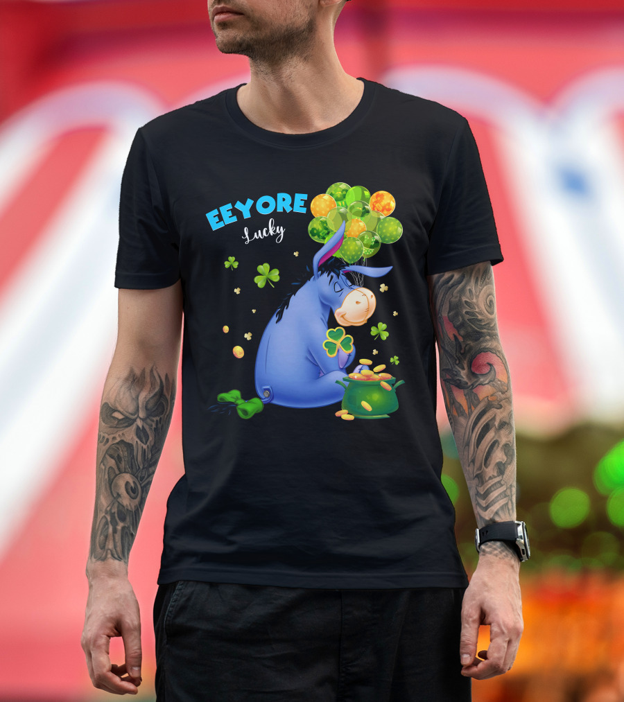 Eeyore Lucky Shamrock Coins Balloon Cluster T-Shirt