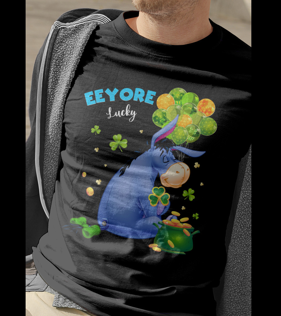Eeyore Lucky Shamrock Coins Balloon Cluster T-Shirt