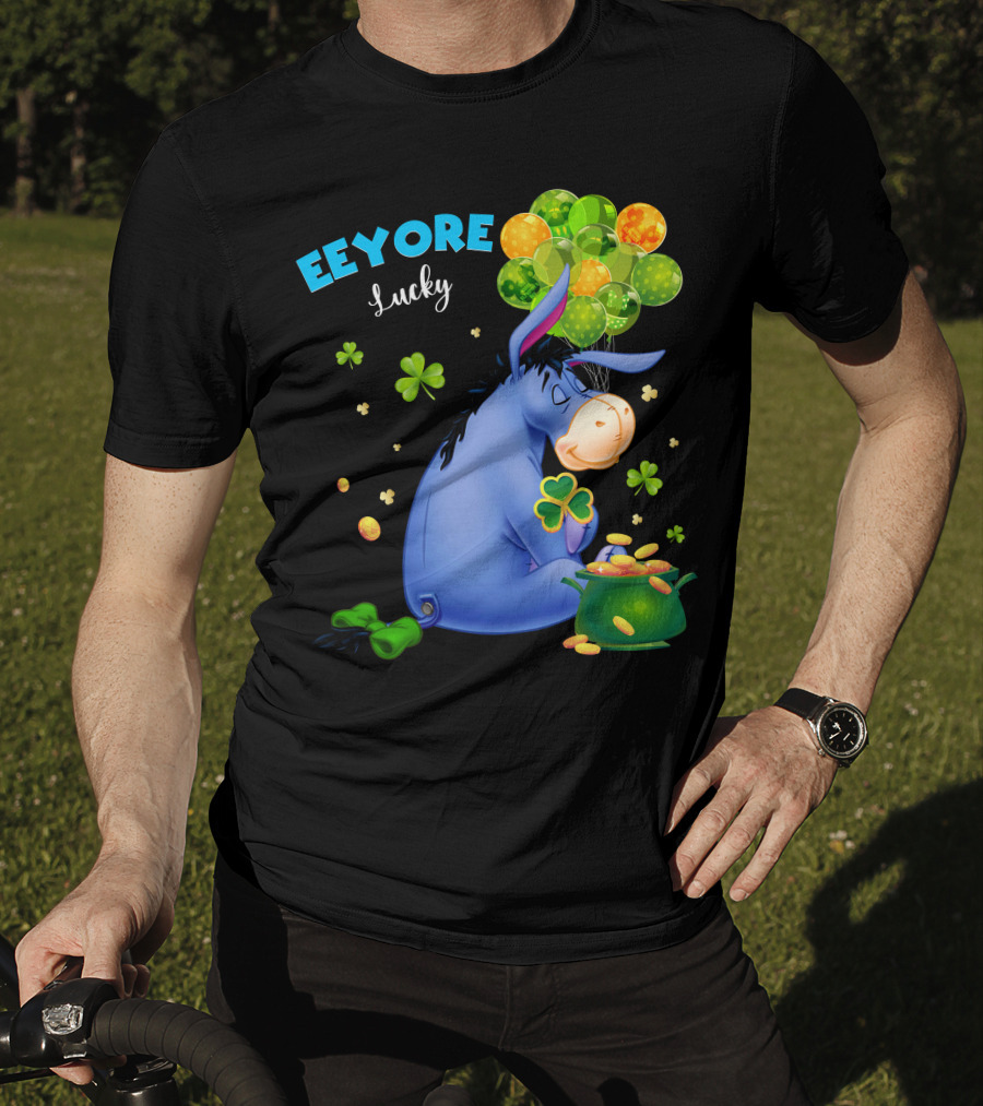 Eeyore Lucky Shamrock Coins Balloon Cluster T-Shirt