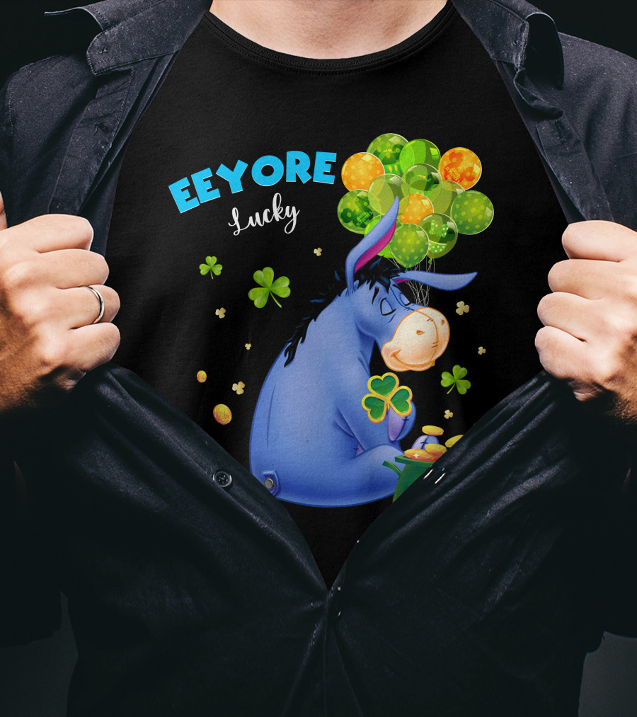 Eeyore Lucky Shamrock Coins Balloon Cluster T-Shirt