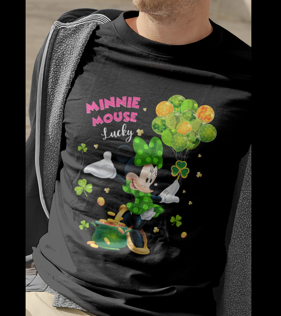 Minnie Mouse Lucky Balloons Shamrocks Coins T-Shirt