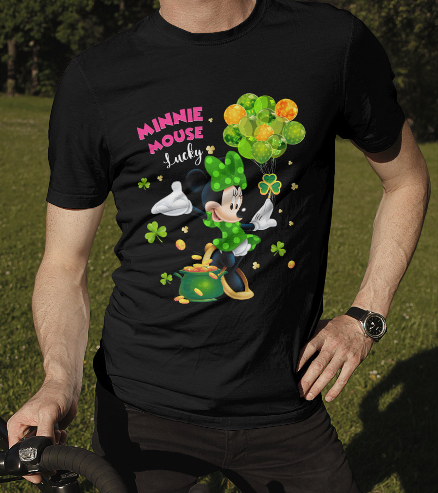 Minnie Mouse Lucky Balloons Shamrocks Coins T-Shirt