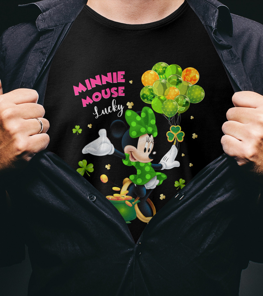 Minnie Mouse Lucky Balloons Shamrocks Coins T-Shirt