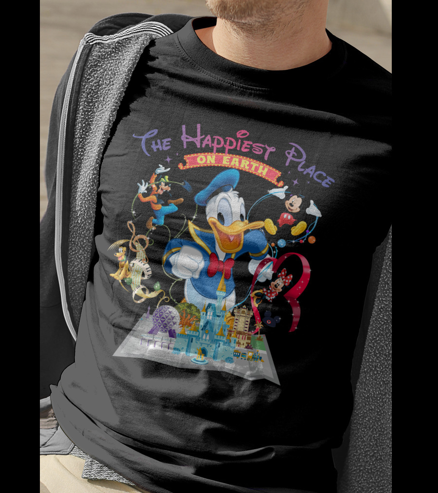 The Happiest Place On Earth Donald Duck And Disney Characters T-Shirt