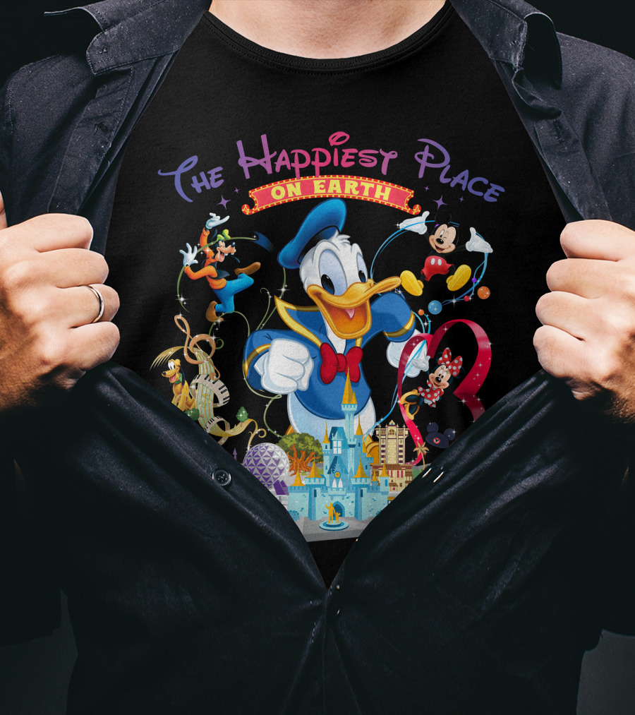 The Happiest Place On Earth Donald Duck And Disney Characters T-Shirt