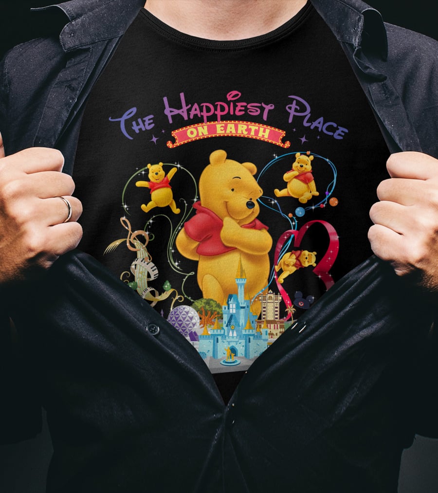 The Happiest Place On Earth Winnie The Pooh Disney Theme Park Adventure T-Shirt