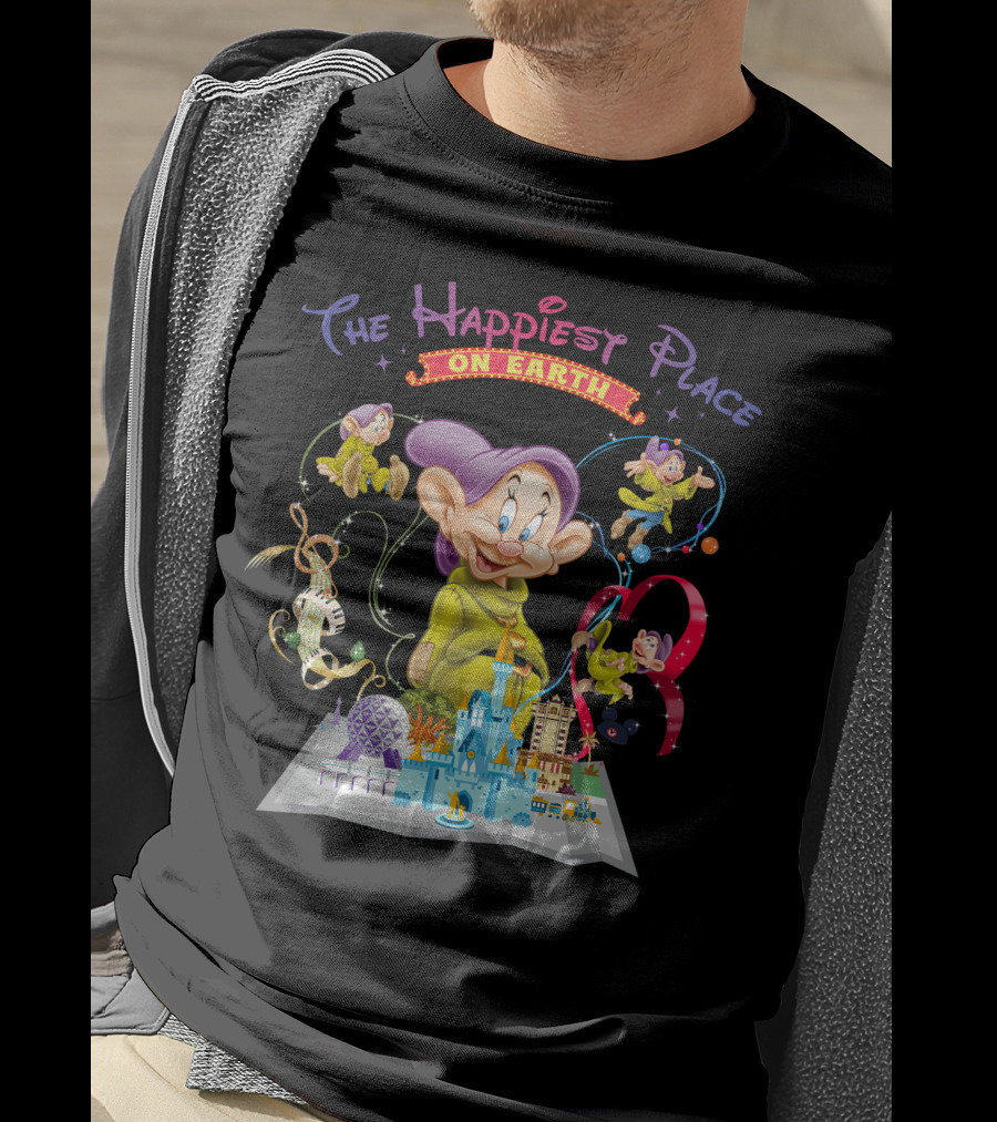 The Happiest Place On Earth Dopey Disney World Magic Kingdom Adventure T-Shirt