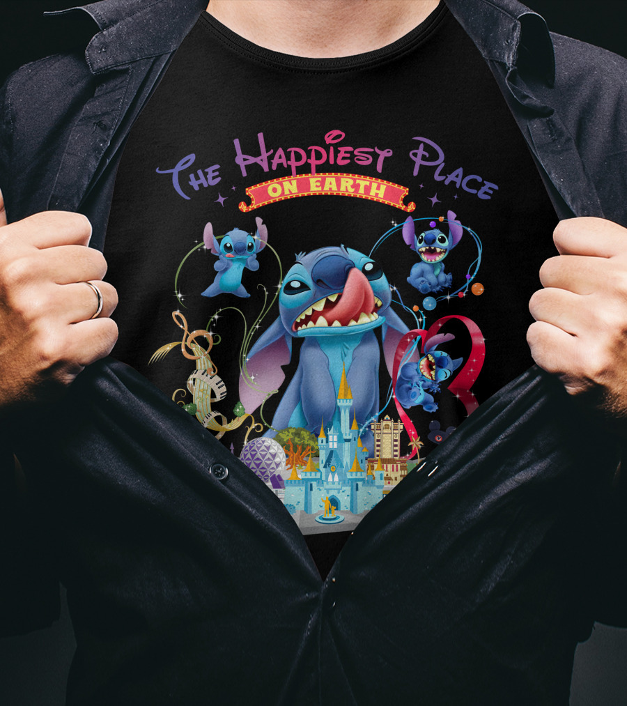 The Happiest Place On Earth Stitch Disney Parks Adventure T-Shirt