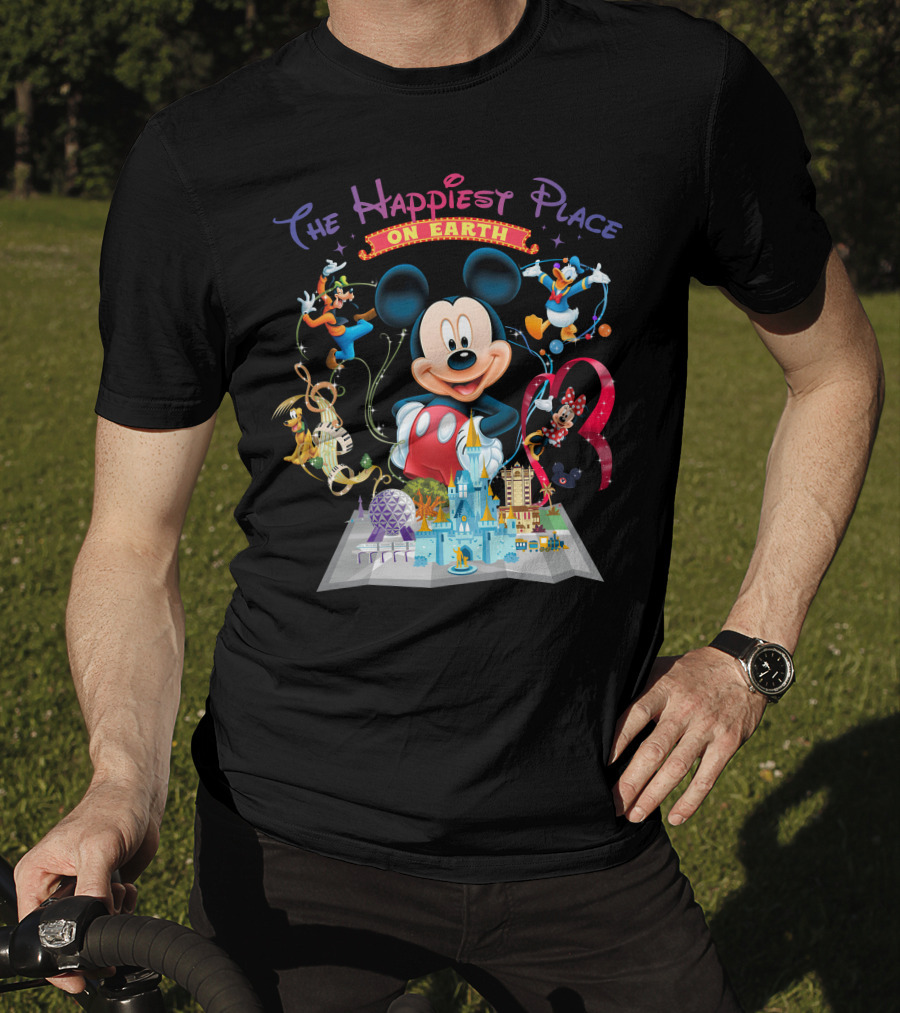 The Happiest Place On Earth Mickey Mouse Disney Characters And Castle T-Shirt