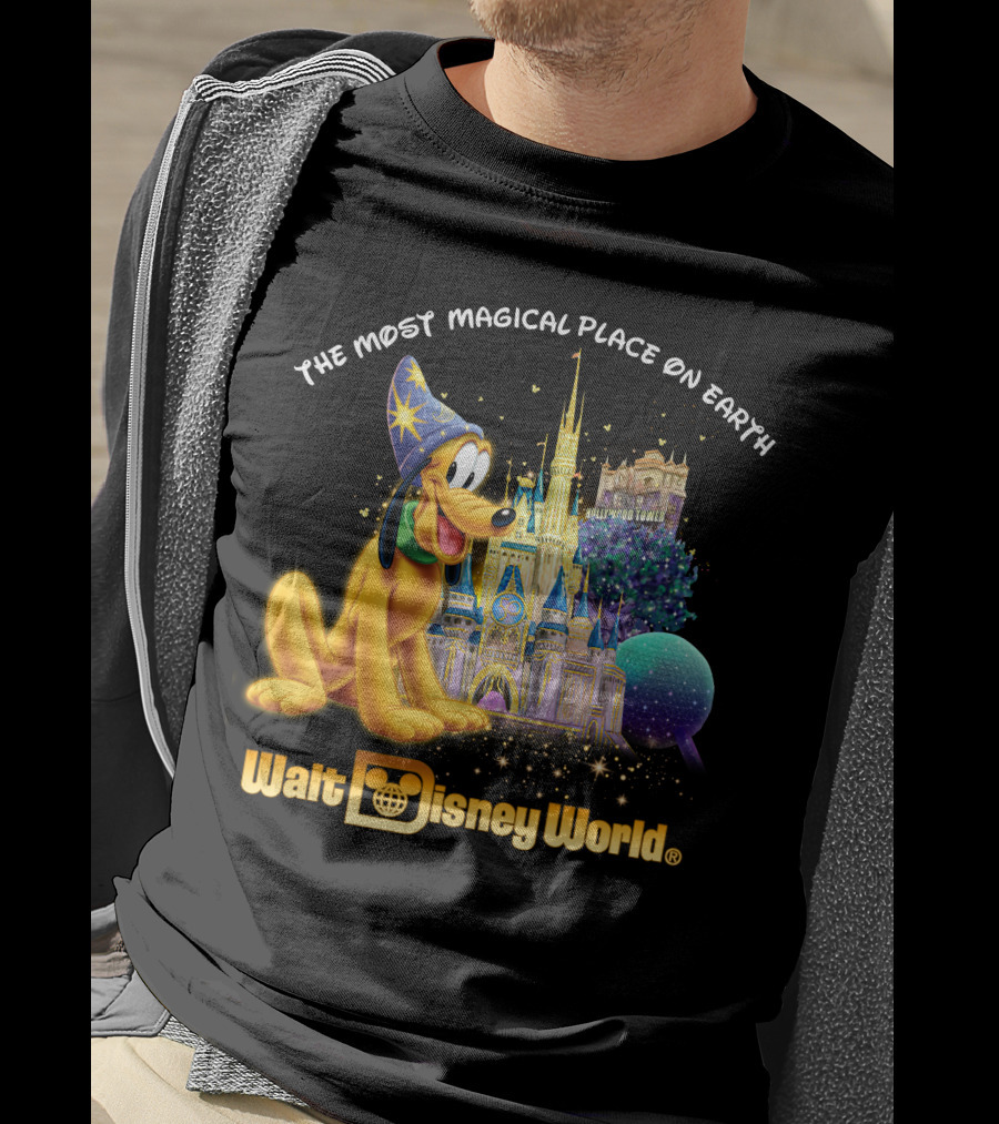 Walt Disney World The Most Magical Place On Earth Pluto Magical Castle T-Shirt