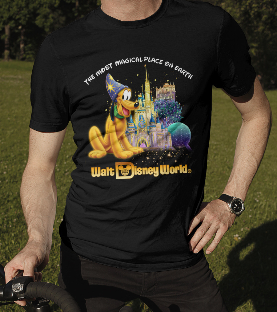Walt Disney World The Most Magical Place On Earth Pluto Magical Castle T-Shirt