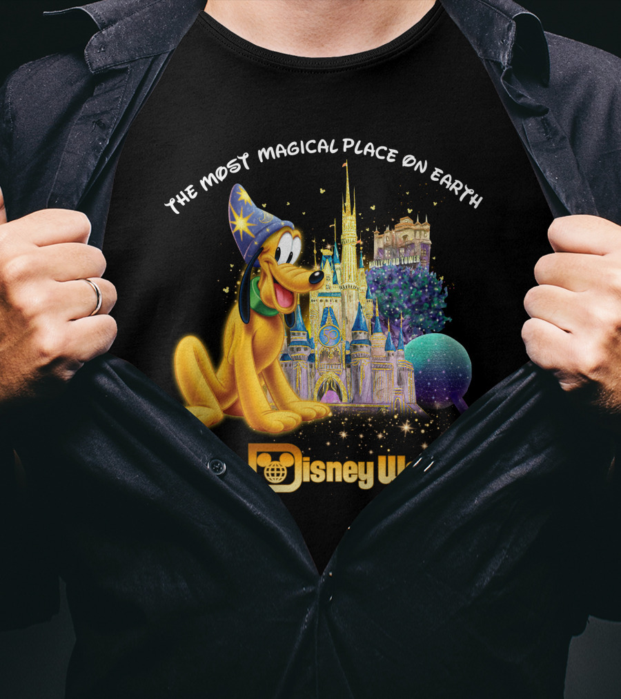 Walt Disney World The Most Magical Place On Earth Pluto Magical Castle T-Shirt